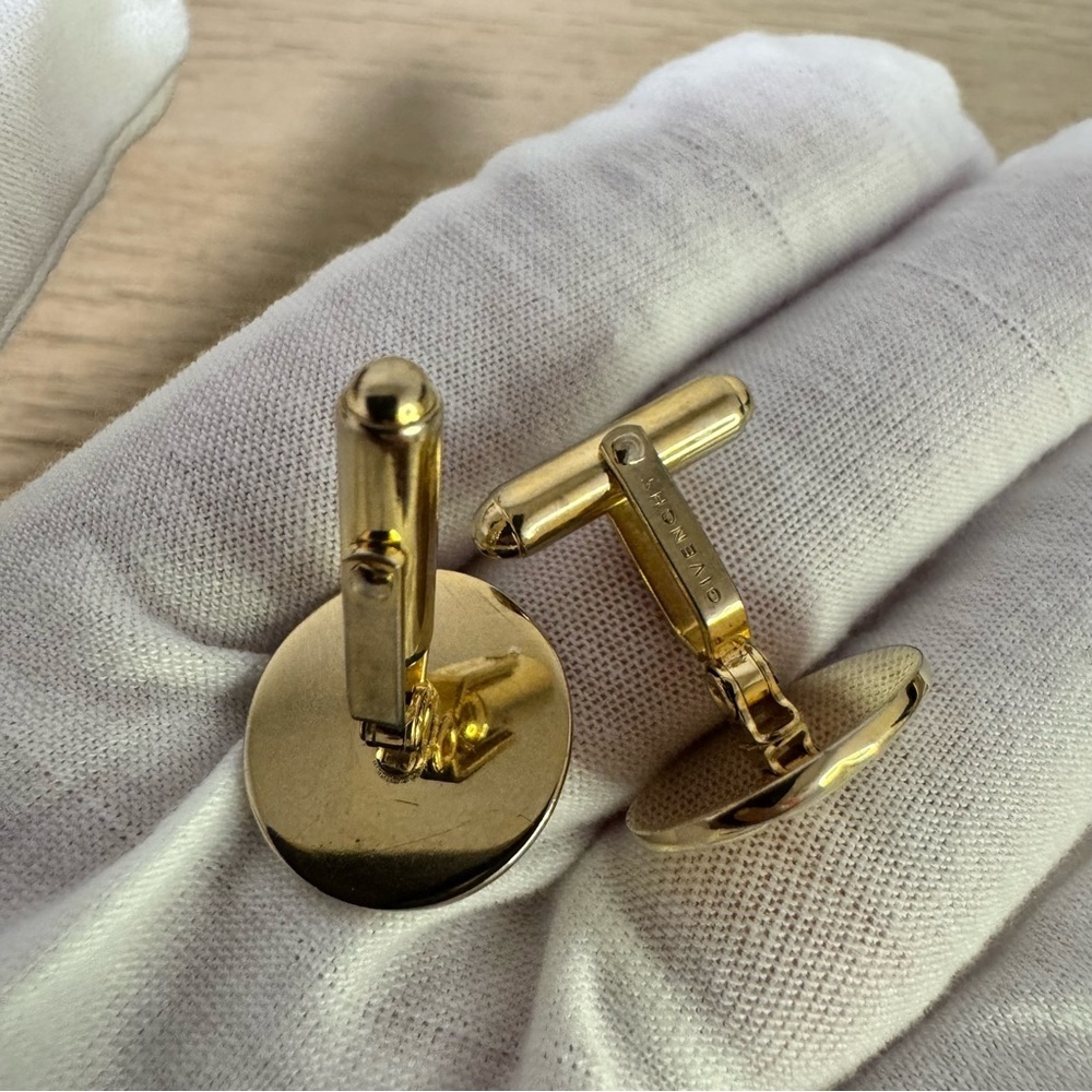 🔥PRICE DROP🔥Givenchy Gold Cuff Links with Polished Finish and Hinged Design - Picture 6 of 8